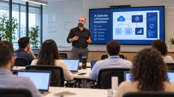 Ramon Rodriguez leading a technical workshop on applied AI and industrial processes